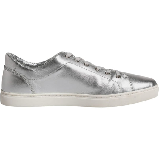 Dolce & Gabbana Dolce & Gabbana Silver London Low Top Leather Sneakers Shoes MV6421-43 1728,67345645728,Dolce & Gabbana,EU43/US10,Material: 100% Calf Leather,Men,Preowned / Defect,Silver,Sneakers - Men - Shoes