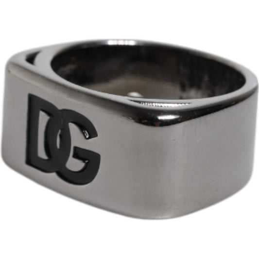 Dolce & Gabbana Dolce & Gabbana Silver Tone Brass Anello DG Logo Ring SMY10559-62 1728,67345645728,Dolce & Gabbana,EU62 | US10.5,Material: 100% Brass,Men,New with tags,Rings - Men - Jewelry,Silver