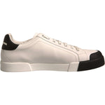 Dolce & Gabbana-Dolce & Gabbana White Leather Logo Portofino Sneakers Shoes-1728,67345645728,Black/White,Dolce & Gabbana,EU41.5/US8.5,Material: 100% Calf Leather,Men,Men - Shoes,Preowned / Defect,Shoes,Sneakers - Men - Shoes-MV6912#2- 41.5