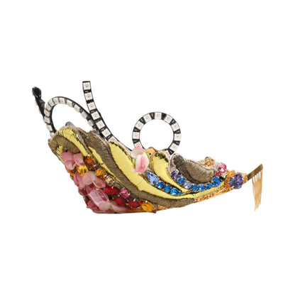 Dolce & Gabbana Gold Brass Crystal Embellished Headpiece Crown Tiara