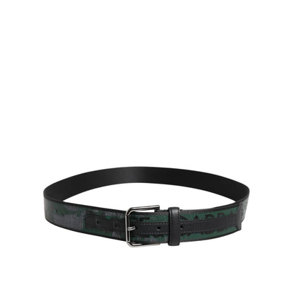 Dolce & Gabbana Green Black Polyester DG Logo Buckle Belt