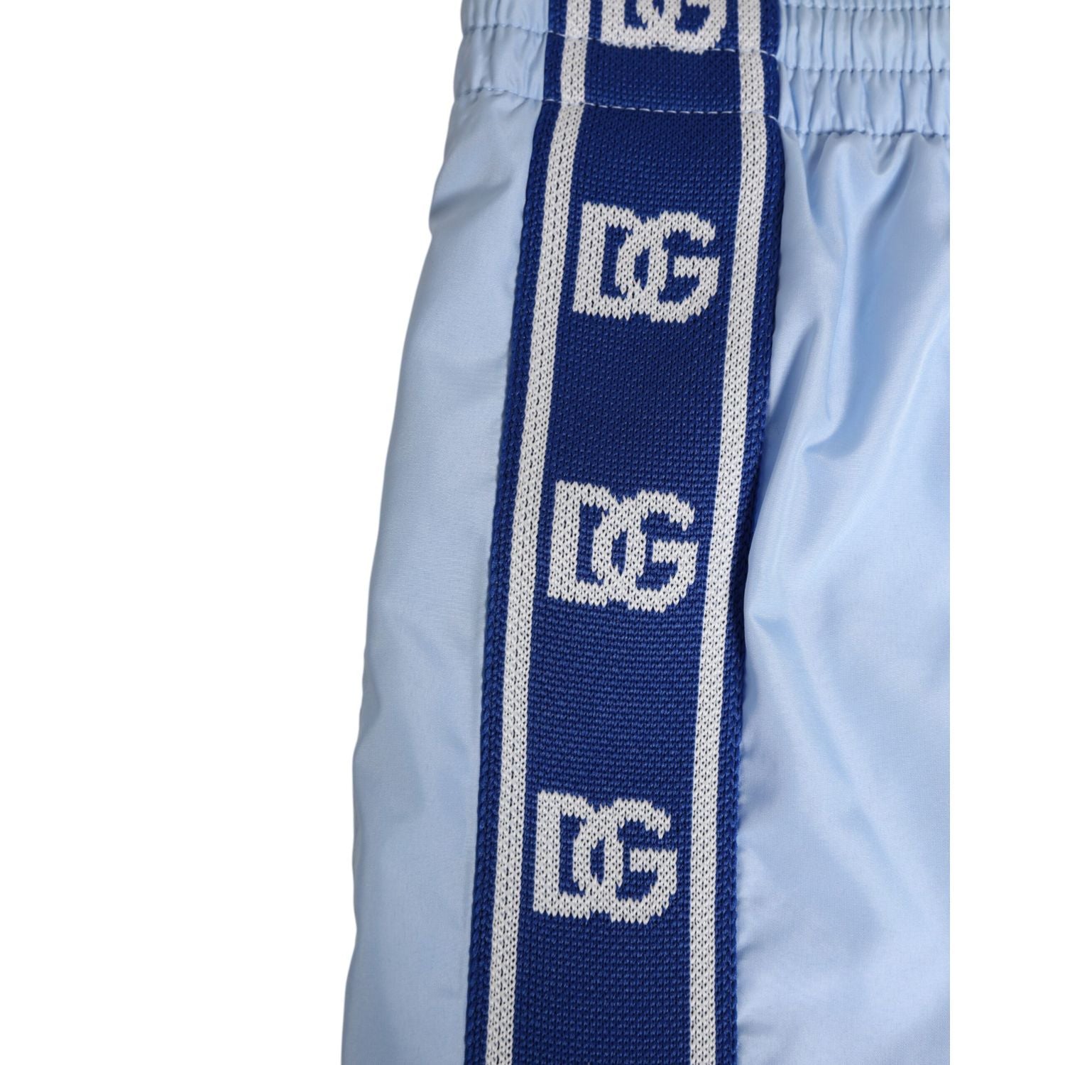 Dolce & Gabbana Light Blue Nylon DG Logo Tape Men Shorts Swimwear