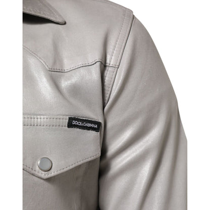 Dolce & Gabbana Metallic Gray Cotton Button Down Men Shirt