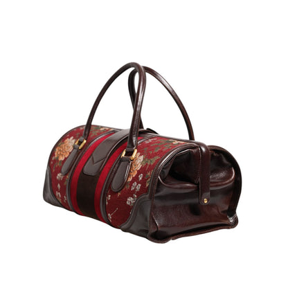 Dolce & Gabbana Multicolor Leather Jacquard Velvet Travel Duffle Bag