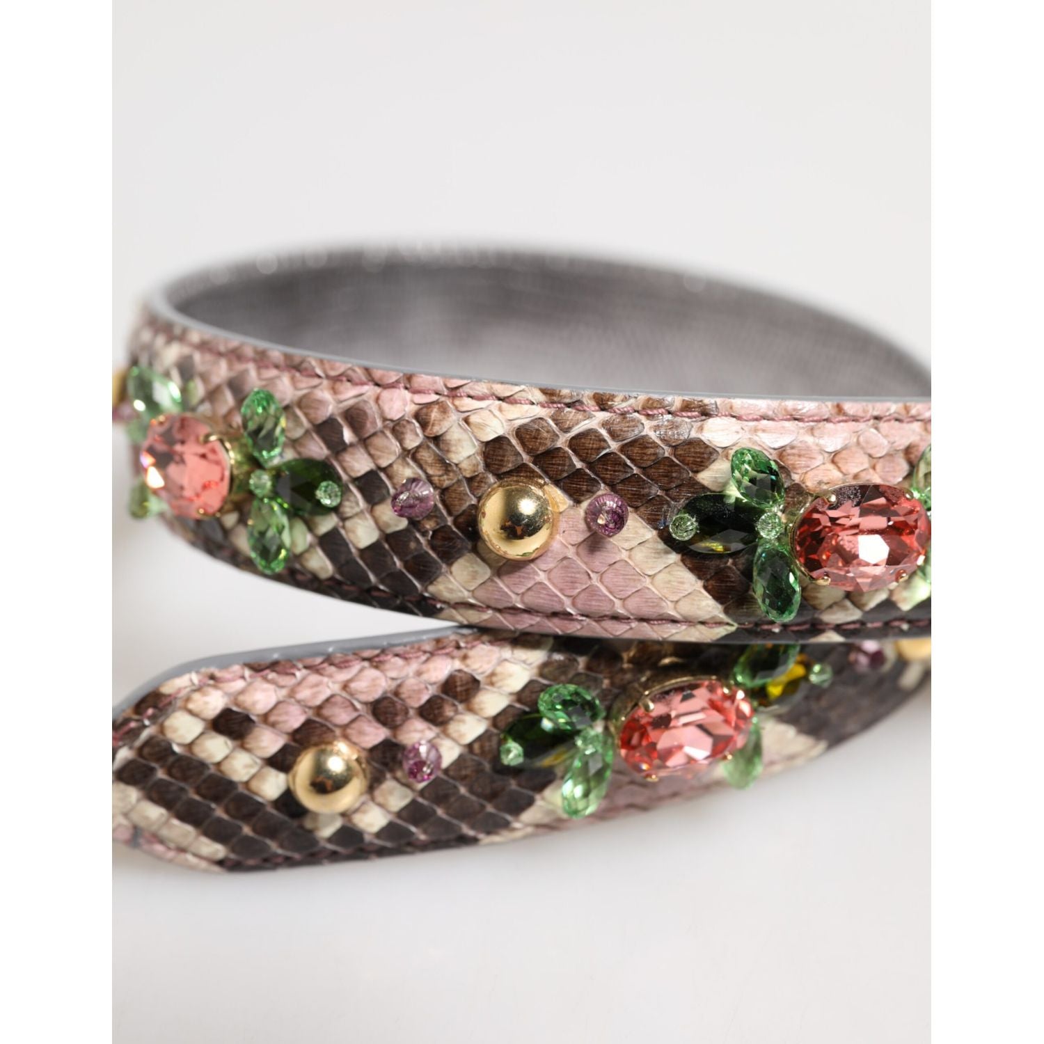 Dolce & Gabbana Multicolor Python Embellished Crystal Stud Shoulder Strap