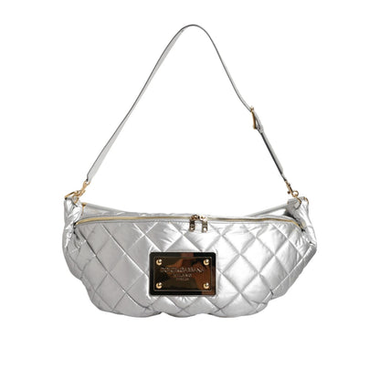Dolce & Gabbana Silver Quilted Filled Crossbody Shoulder Bag SICILY Bag