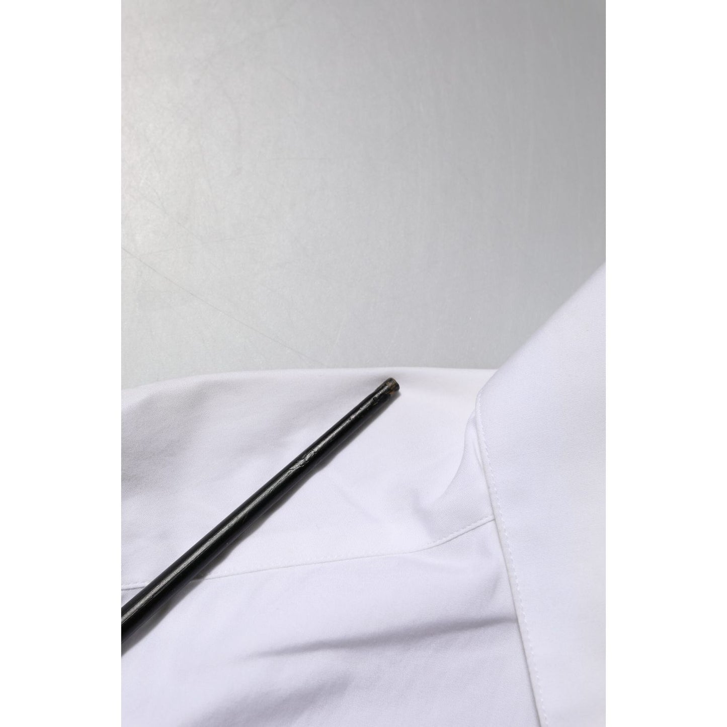 Dolce & Gabbana White Crystal Embellished Collared Shirt Top