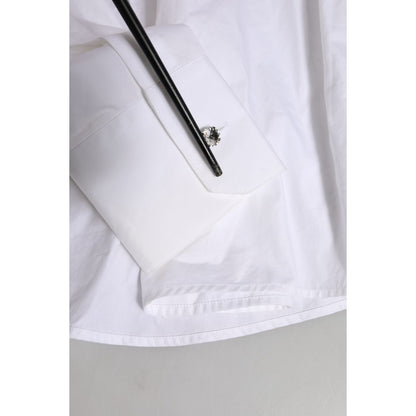 Dolce & Gabbana White Crystal Embellished Dress Shirt Top