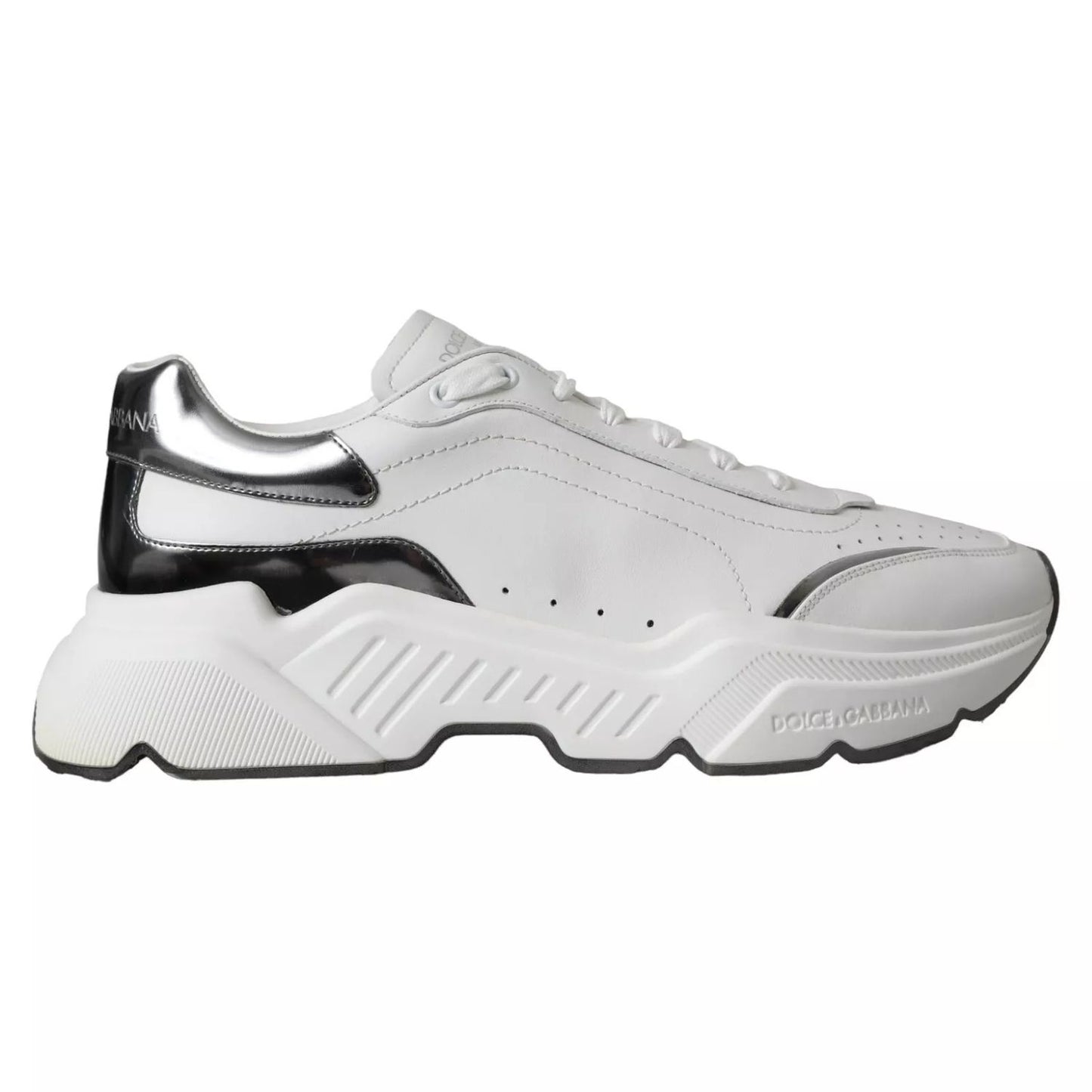 Dolce & Gabbana White Silver Leather Sport DAYMASTER Sneakers