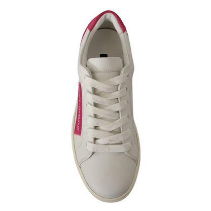 Dolce & Gabbana White Suede Leather Low Top Sneakers Shoes