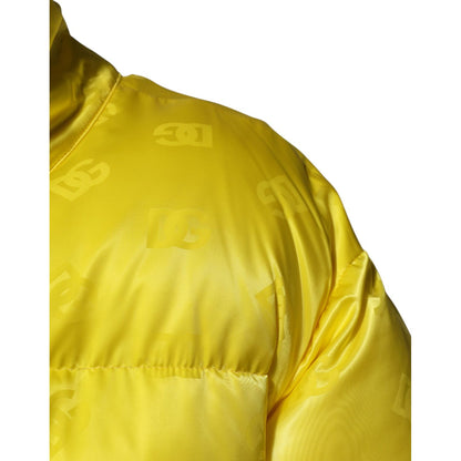 Dolce & Gabbana Yellow Nylon Logo Puffer Bomber Men Jacket