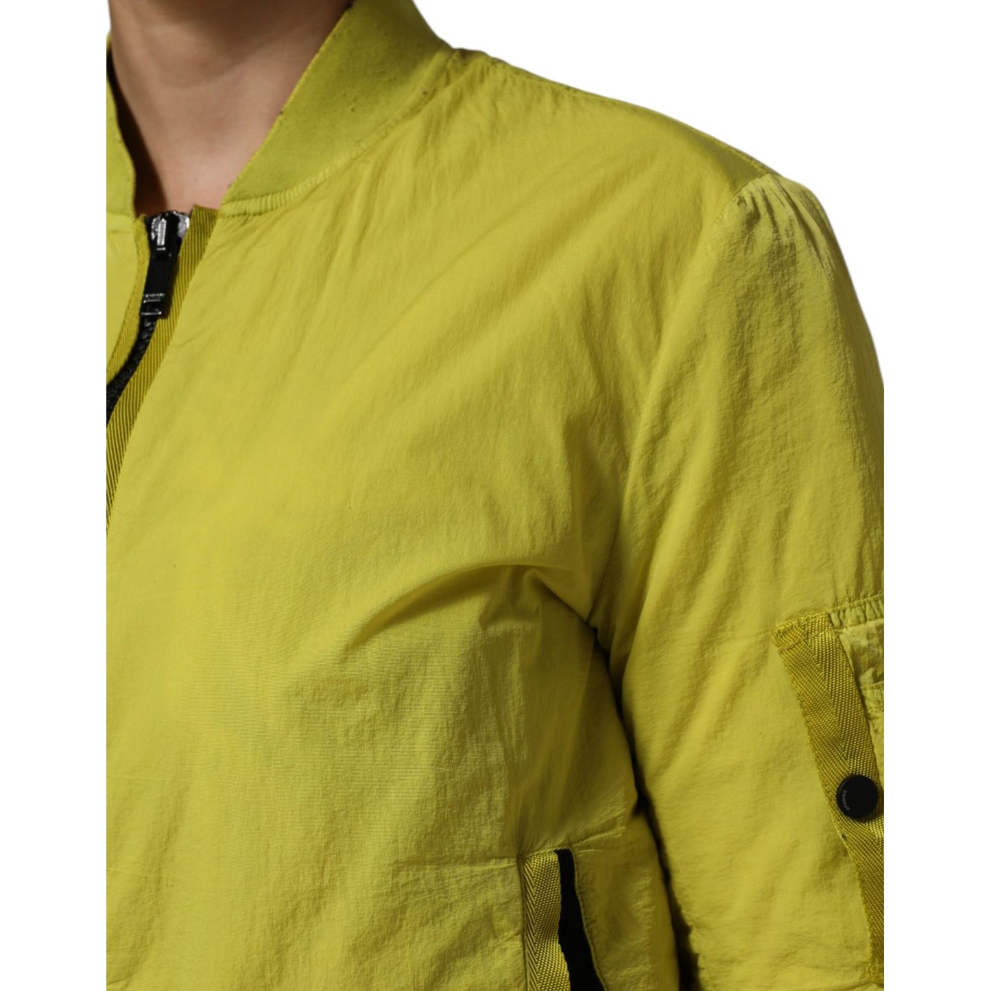 Dolce & Gabbana Yellow Polyamide Zipper Bomber Women’s Jacket