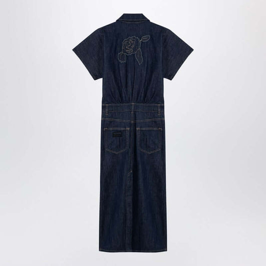 Ganni-GANNI Blue midi dress in organic denim-LDin,Spring - Summer 2024,Women,Women > Clothing,Women > Clothing > Dresses,Yes Eu-J14396768/O_GAN-077_108