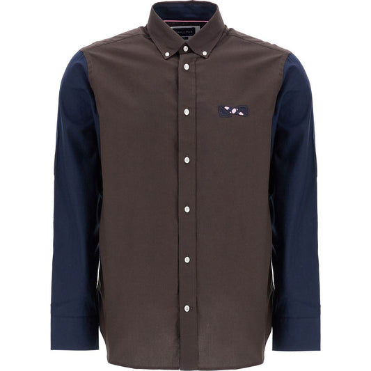 EDEN PARK men's brown and blue patterned long sleeve cotton shirt Shirts EDEN PARK Dark Slate Gray