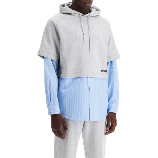 Moschino hybrid sweatshirt with shirt bottom Topwear Moschino Light Gray