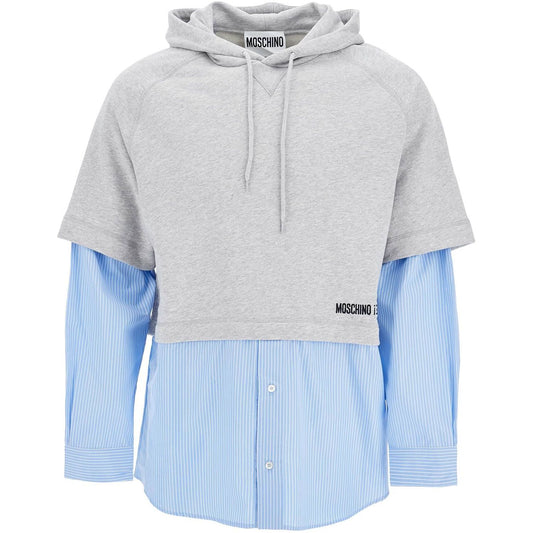 Moschino hybrid sweatshirt with shirt bottom Topwear Moschino Light Gray