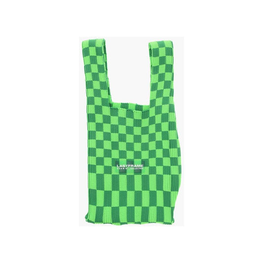 Last Frame Last Frame Two-Tone Checked Knitted Tote Bag LAP605848GD 1728,74866327712,Bags,Green,Last Frame,New with tags,Tote Bags - Women - Bags,Women,Women - Bags