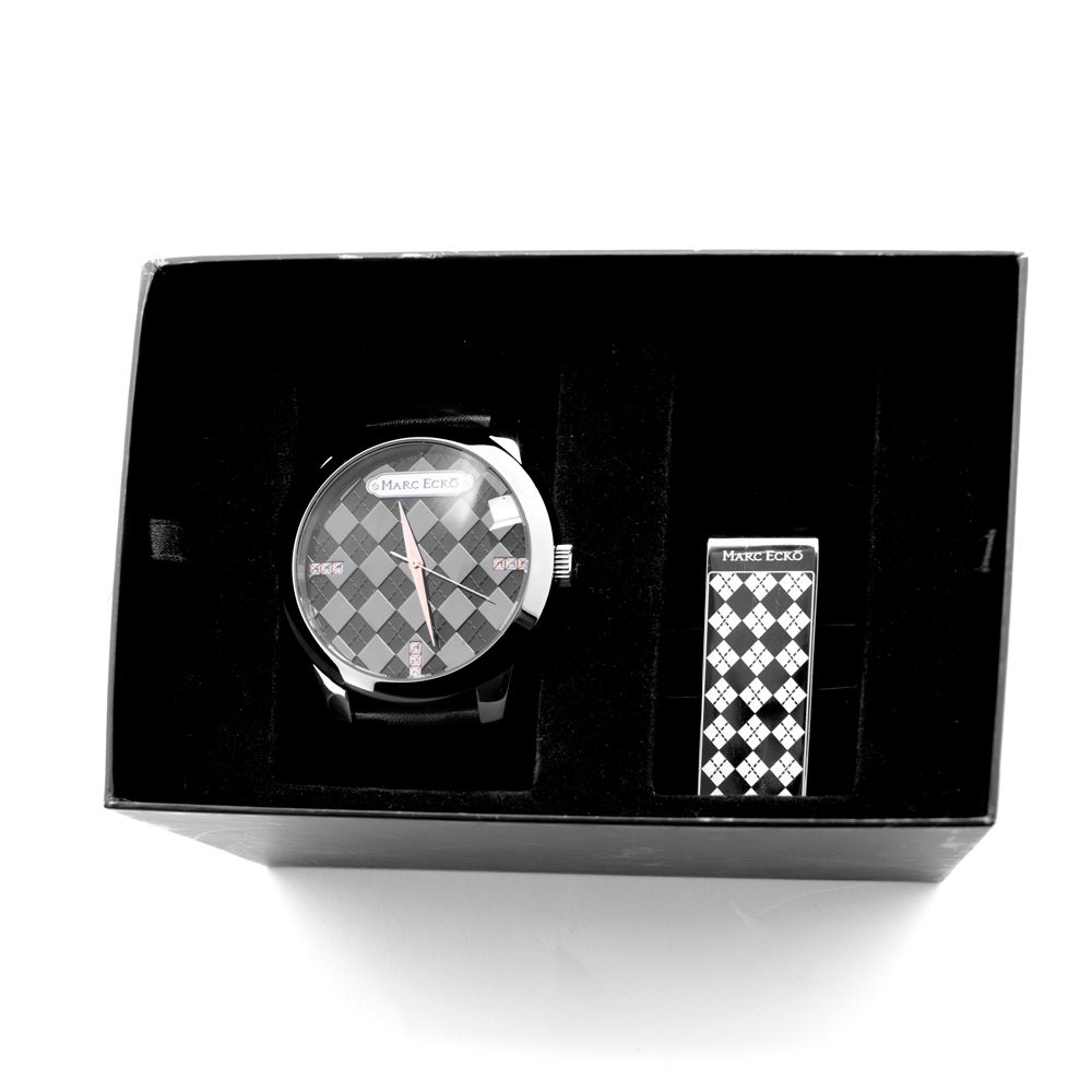 Marc Ecko Black Leather Dress Watch