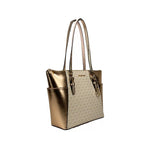 Michael Kors Michael Kors Charlotte Large Leather Top Zip Tote Bag Purse Rose Gold 77072 1728,67346104480,Michael Kors,New with tags,Tote Bags - Women - Bags