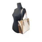 Michael Kors Michael Kors Charlotte Large Leather Top Zip Tote Bag Purse Rose Gold 77072 1728,67346104480,Michael Kors,New with tags,Tote Bags - Women - Bags