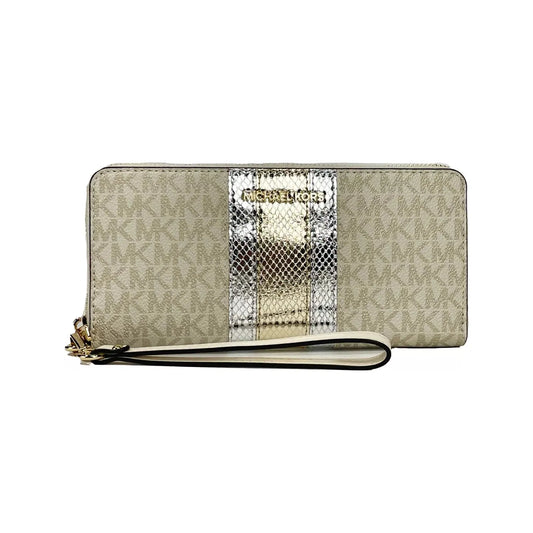 Michael Kors Michael Kors Jet Set Travel Center Stripe Signature Continental Wallet Vanilla Pale Gold 78475 1728,67346104480,Michael Kors,New with tags,Wallets - Women - Bags