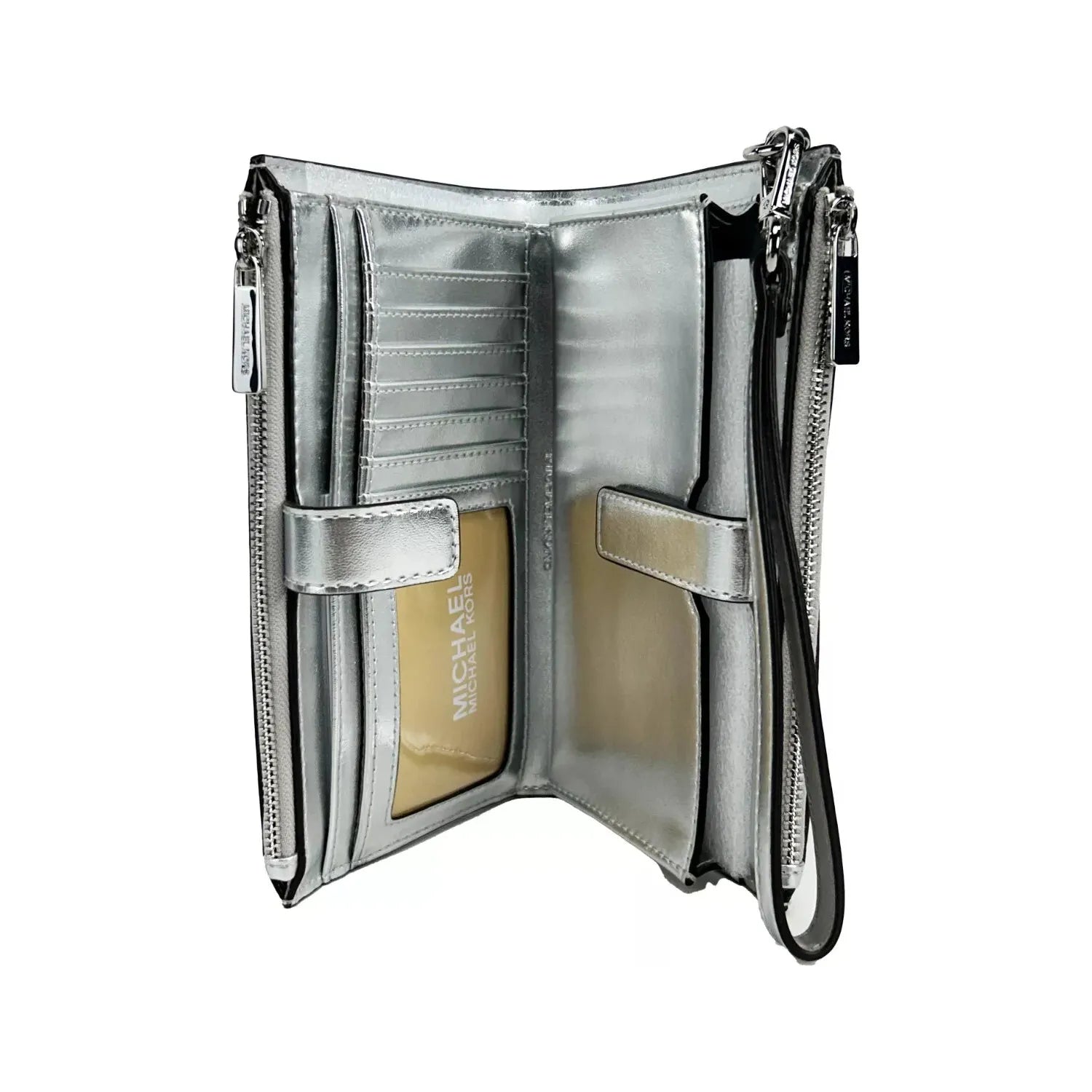 Front view with bag zipped and handles upright.