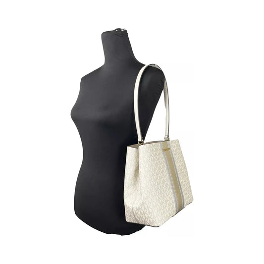 Michael Kors Michael Kors Medium Pratt Bucket Shoulder Bag Purse Pale Gold/Cream 80652 1728,67346104480,Michael Kors,New with tags,Shoulder Bags - Women - Bags
