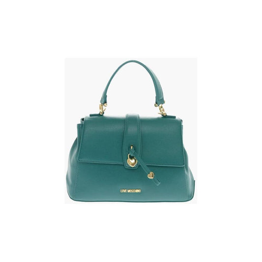 Moschino Moschino LOVE Faux Leather Handbag with Heart Shaped Charm MOP483404GD 1728,74866327712,Bags,Green,Moschino,New with tags,Tote Bags - Women - Bags,Women,Women - Bags