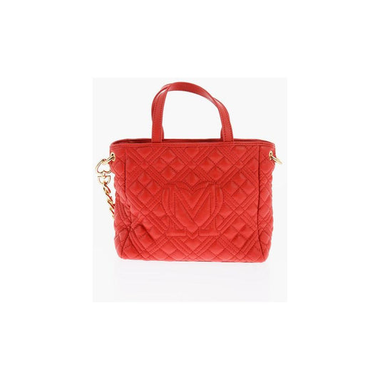 Moschino Moschino LOVE Faux Leather Quilted Mini Bag with Matching Pochette MOP468556GD 1728,74866327712,Bags,Moschino,New with tags,Red,Tote Bags - Women - Bags,Women,Women - Bags