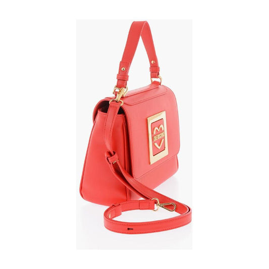 Moschino Moschino LOVE Faux Leather Shoulder Bag with Metal Golden Logo MOP490764GD 1728,74866327712,Bags,Moschino,New with tags,Red,Tote Bags - Women - Bags,Women,Women - Bags