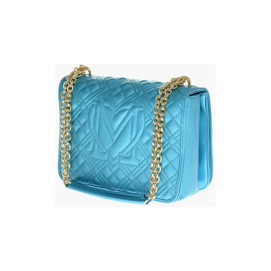 Moschino Moschino LOVE MOSCHINO Faux Leather Quilted Shoulder Bag Laminated Ef MOP554732GD 1728,74866327712,Bags,Blue,Moschino,New with tags,Shoulder Bags - Women - Bags,Women,Women - Bags