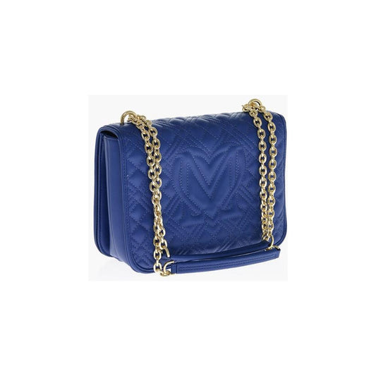 Moschino Moschino LOVE MOSCHINO Faux Leather Quilted Shoulder Bag with LM-Logo MOP554733GD 1728,74866327712,Bags,Blue,Moschino,New with tags,Shoulder Bags - Women - Bags,Women,Women - Bags