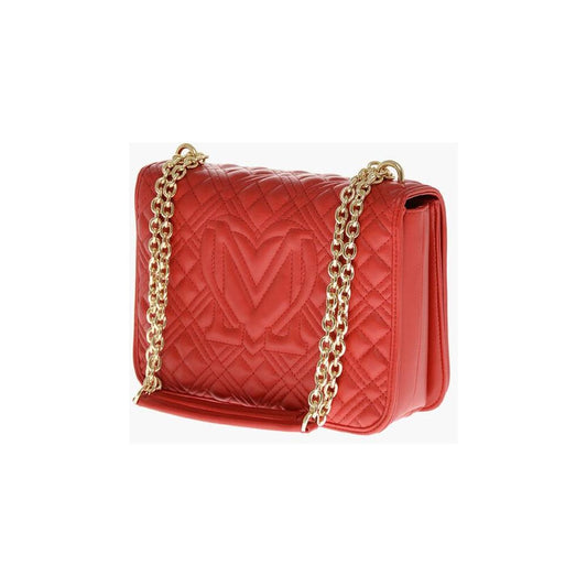 Moschino Moschino LOVE MOSCHINO Faux Leather Quilted Shoulder Bag with LM on t MOP554734GD 1728,74866327712,Bags,Moschino,New with tags,Red,Shoulder Bags - Women - Bags,Women,Women - Bags