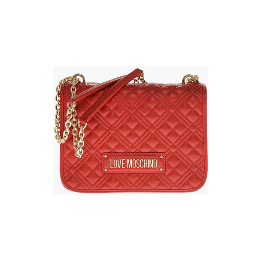 Moschino Moschino LOVE MOSCHINO Faux Leather Quilted Shoulder Bag with LM on t MOP554734GD 1728,74866327712,Bags,Moschino,New with tags,Red,Shoulder Bags - Women - Bags,Women,Women - Bags