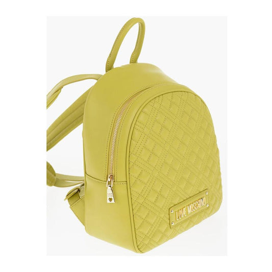 Moschino Moschino LOVE Quilted Faux Leather Backpack with Golden Logo MOP537882GD 1728,74866327712,Backpacks - Women - Bags,Bags,Green,Moschino,New with tags,Women,Women - Bags