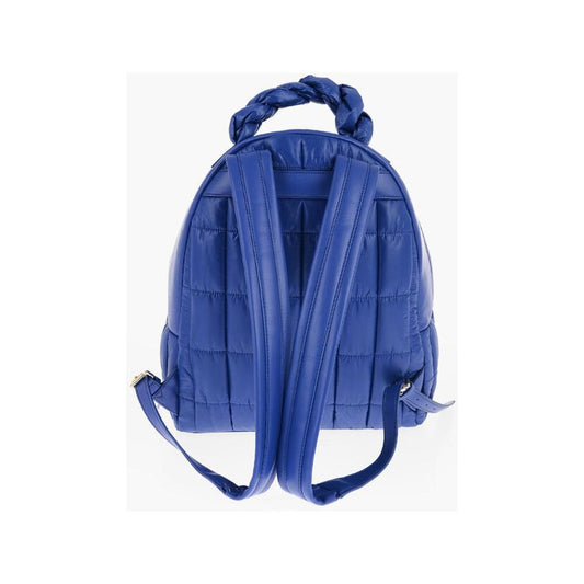 Moschino Moschino LOVE Quilted Nylon Backpack with Faux Leather Trims MOP537845GD 1728,74866327712,Backpacks - Women - Bags,Bags,Blue,Moschino,New with tags,Women,Women - Bags