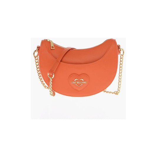 Moschino Moschino LOVE Saffiano Faux Leather hobo Bag with Embossed Heart MOP554750GD 1728,74866327712,Bags,Moschino,New with tags,Orange,Shoulder Bags - Women - Bags,Women,Women - Bags