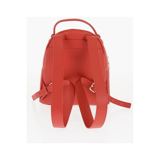 Moschino Moschino LOVE Solid Color Faux Leather Backpack with Golden Logo MOP537848GD 1728,74866327712,Backpacks - Women - Bags,Bags,Moschino,New with tags,Red,Women,Women - Bags