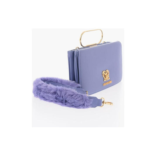 Moschino Moschino LOVE Solid Color Handbag with Removable Faux Fur Handle MOP490440GD 1728,74866327712,Bags,Moschino,New with tags,Purple,Tote Bags - Women - Bags,Women,Women - Bags