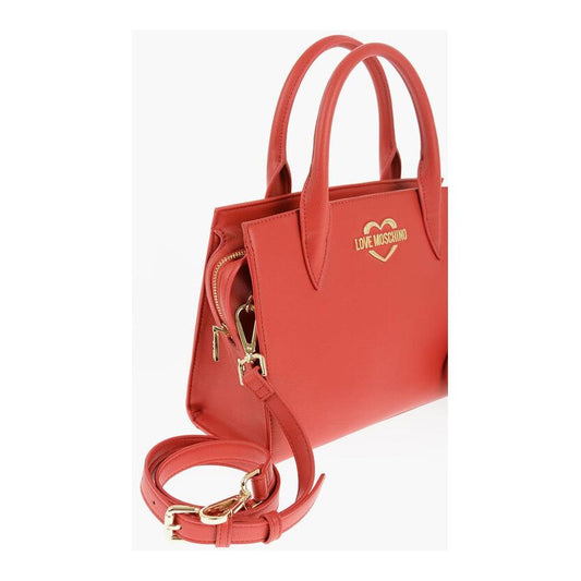 Moschino Moschino LOVE Solid Color Tote Bag with Golden Logo MOP537825GD 1728,74866327712,Bags,Moschino,New with tags,Red,Tote Bags - Women - Bags,Women,Women - Bags