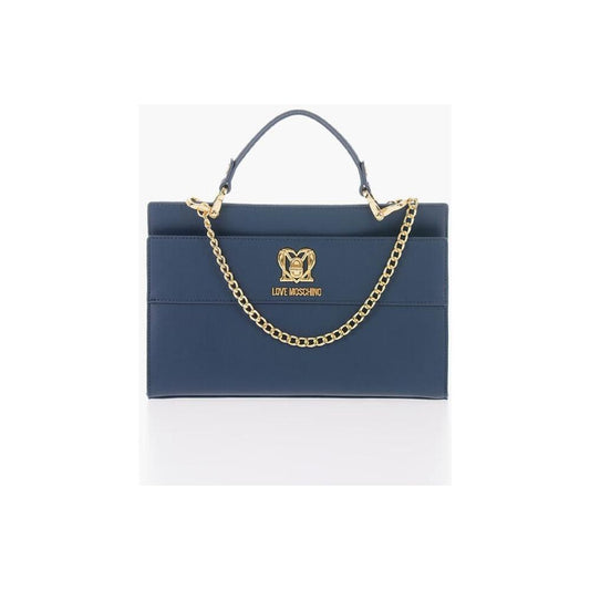 Moschino Moschino LOVE Solid Color bag with Removable Faux Fur Handle MOP490436GD 1728,74866327712,Bags,Blue,Moschino,New with tags,Tote Bags - Women - Bags,Women,Women - Bags