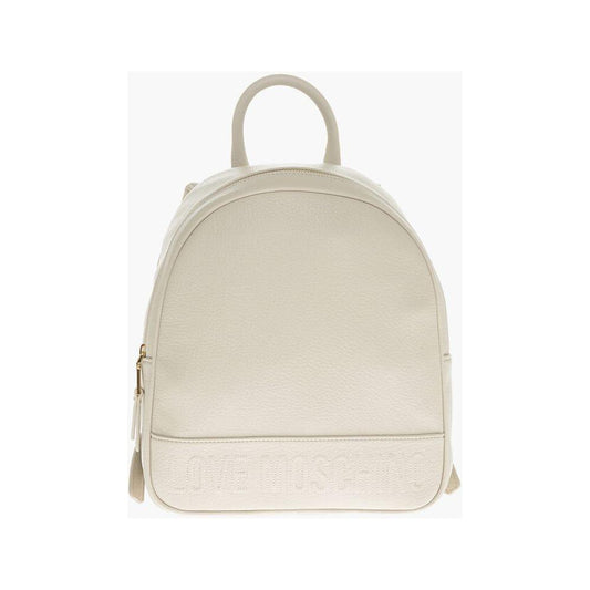 Moschino Moschino LOVE Textured Faux Leather Backpack with Embossed Logo MOP554707GD 1728,74866327712,Backpacks - Women - Bags,Bags,Beige,Moschino,New with tags,Women,Women - Bags