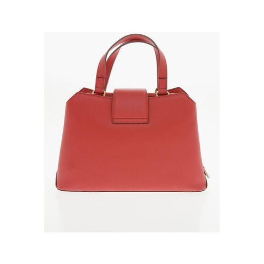 Moschino Moschino LOVE Textured Faux Leather Tote Bag with Golden Front Clamp MOP483360GD 1728,74866327712,Bags,Moschino,New with tags,Red,Tote Bags - Women - Bags,Women,Women - Bags