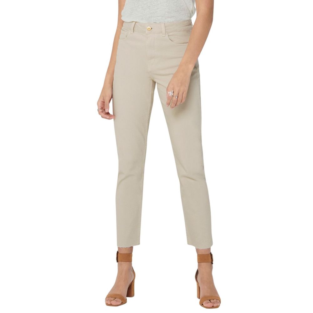 Only Beige Cotton Mom Jeans