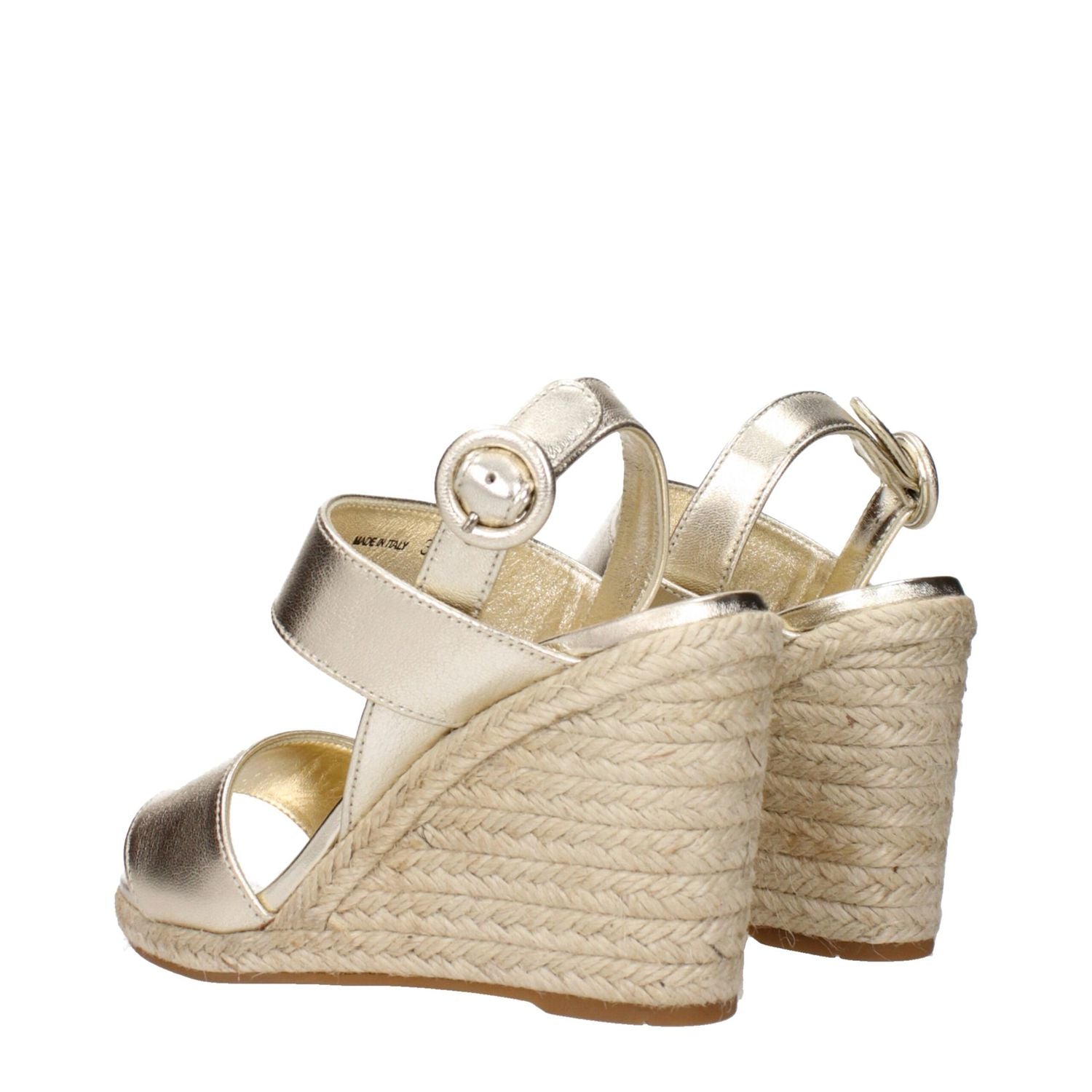 Prada Gold Leather Wedge Sandals