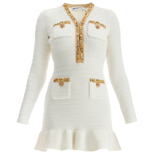Self-Portrait Self Portrait lurex knit mini dress Dresses Self-Portrait Light Gray