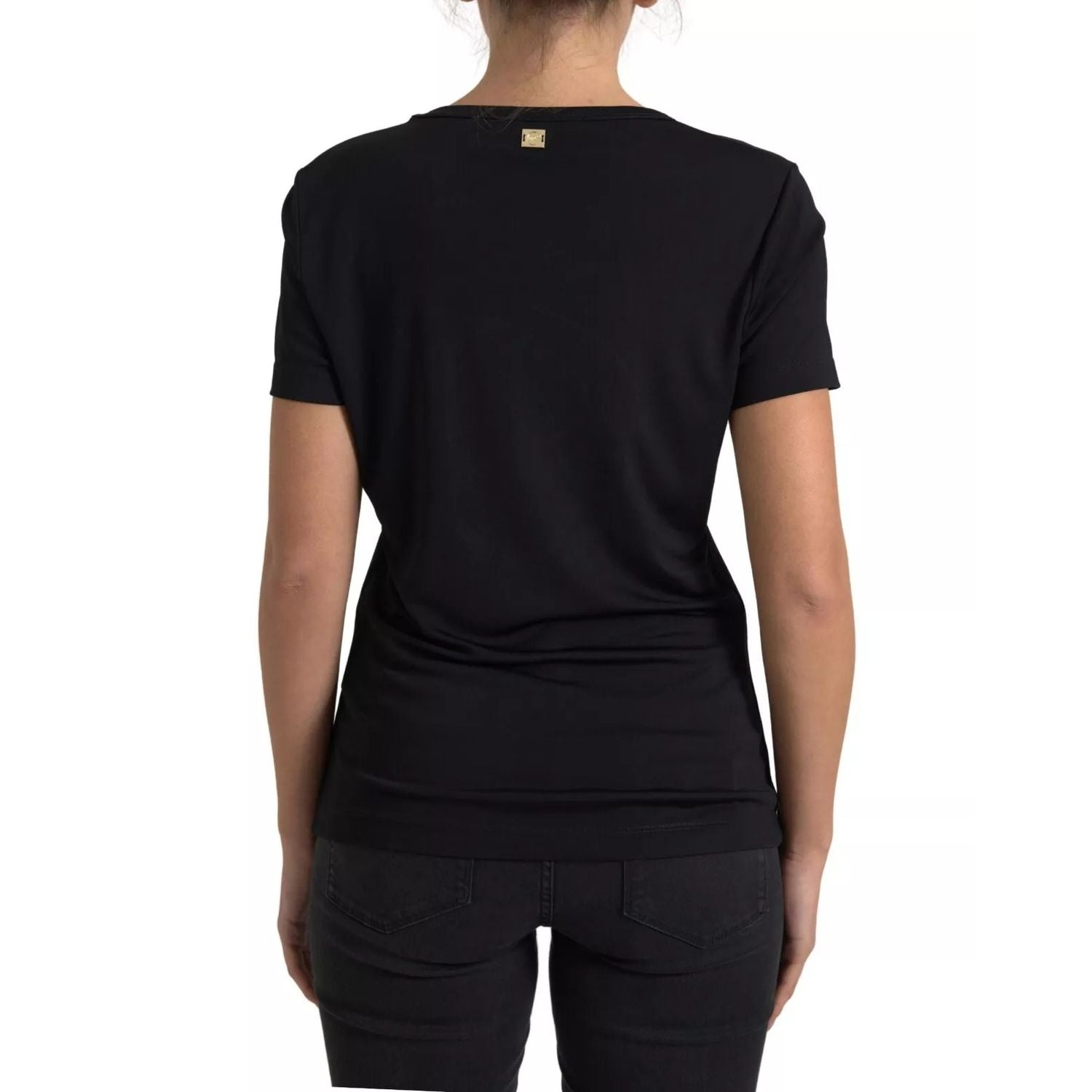 Roberto Cavalli Black Viscose Round Neck CLASS T-shirt