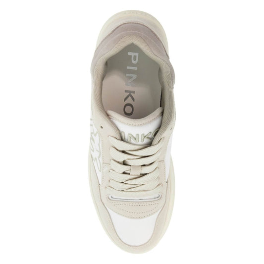 Pinko casual and elegant beige leather sneakers mandy 10 Sneakers Pinko Light Gray