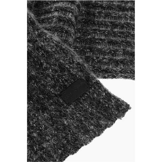 Saint Laurent Saint Laurent Wool Blend Scarf with Logo Patch SAP629211GD 1728,74866327712,Accessories,Gray,Men,Men - Accessories,New with tags,Saint Laurent,Scarves - Men - Accessories