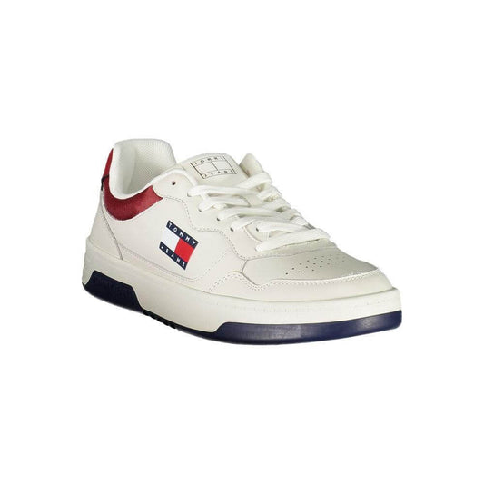 Tommy Hilfiger-Tommy Hilfiger White Leather Men Sneaker-1728,67403481248,EU40/US7,EU41/US8,EU42/US9,EU43/US10,EU44/US11,EU45/US12,EU46,Men,Men - Shoes,New with tags,Shoes,Sneakers - Men - Shoes,Tommy Hilfiger,White-TO-36757-EU40/US7